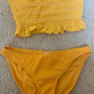 Womans Mustard Bando and Bikini Bottoms